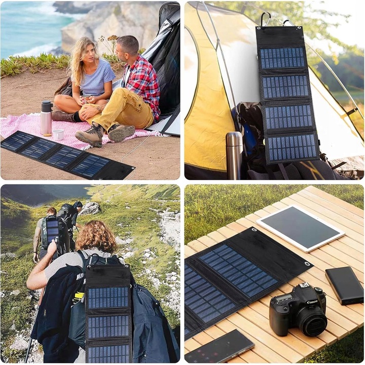 ŁADOWARKA SOLARNA DO TELEFONU 20W SKŁADANY PANEL SŁONECZNY USB IP65