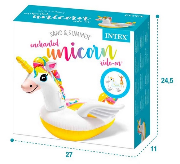 Duży Dmuchany Materac Jednorożec 198x140 cm INTEX do Basenu Jezioro Plaża