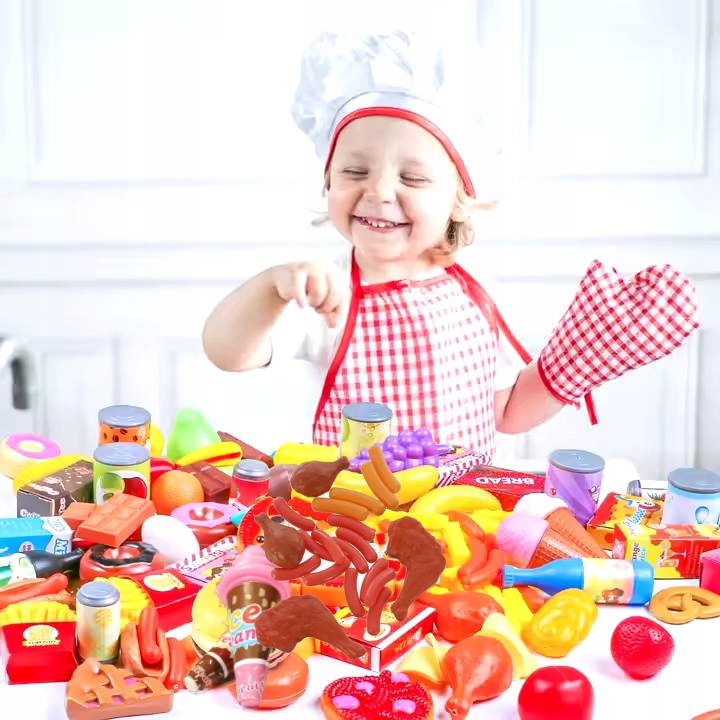 WARZYWA OWOCE PRODUKTY SPOŻYWCE DO KUCHNI DLA DZIECI PLASTIKOWE 120 el.