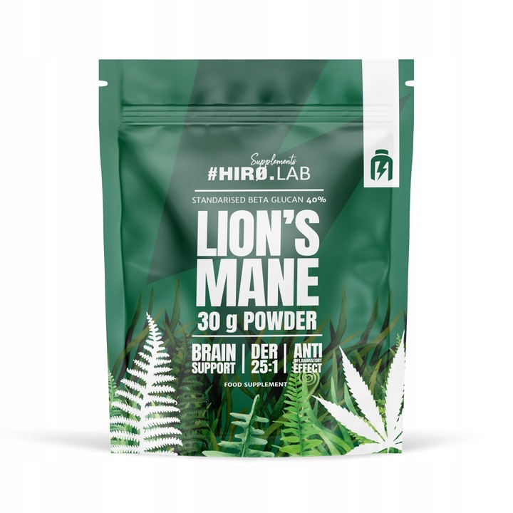 LION'S MANE SOPLÓWKA JEŻOWATA EKSTRAKT PAMIĘĆ 500mg DER 25:1 30g HIRO.LAB