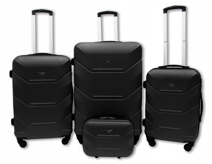 ZESTAW WALIZEK PODRÓŻNYCH KABINÓWKA ŚREDNIA DUŻA LEKKIE ABS 4 KÓŁKA POJEMNE