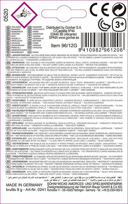 Kapiszony do Pistoletu - 12-ki - 96 strzałów x 5 Blistrów - 480 strzałów