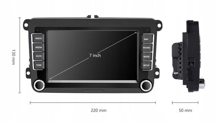 RADIO SAMOCHODOWE do VOLKSWAGEN VW SKODA SEAT 7" ANDROID CARPLAY GPS WIFI