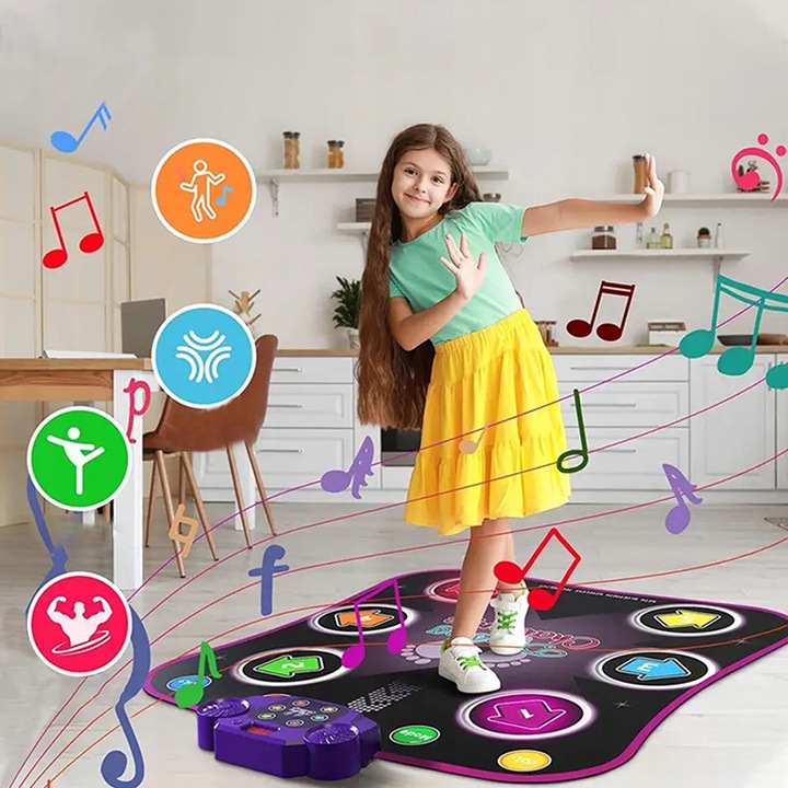 MATA DO TAŃCZENIA MUZYCZNA DLA DZIECI INTERAKTYWNA LED BLUETOOTH 27× POZIOM
