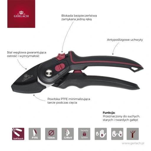 MAŁY SEKATOR OGRODNICZY ręczny Gerlach nożycowy