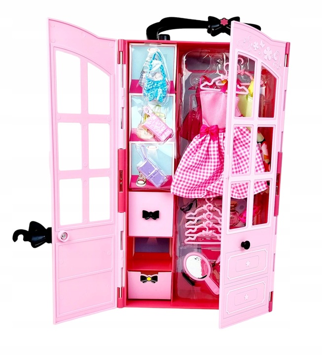 Szafa dla Lalek Garderoba dla Lalek Domek dla Lalek Akcesoria Lalka Różowa