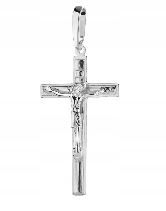 SREBRNY DUŻY DŁUGI KRZYŻYK KRZYŻ Z JEZUSEM p.925