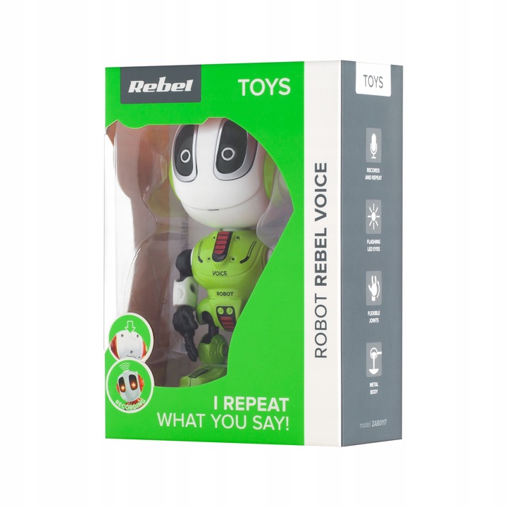 Robot VOICE BLUE mówi powtarza świeci Rebel