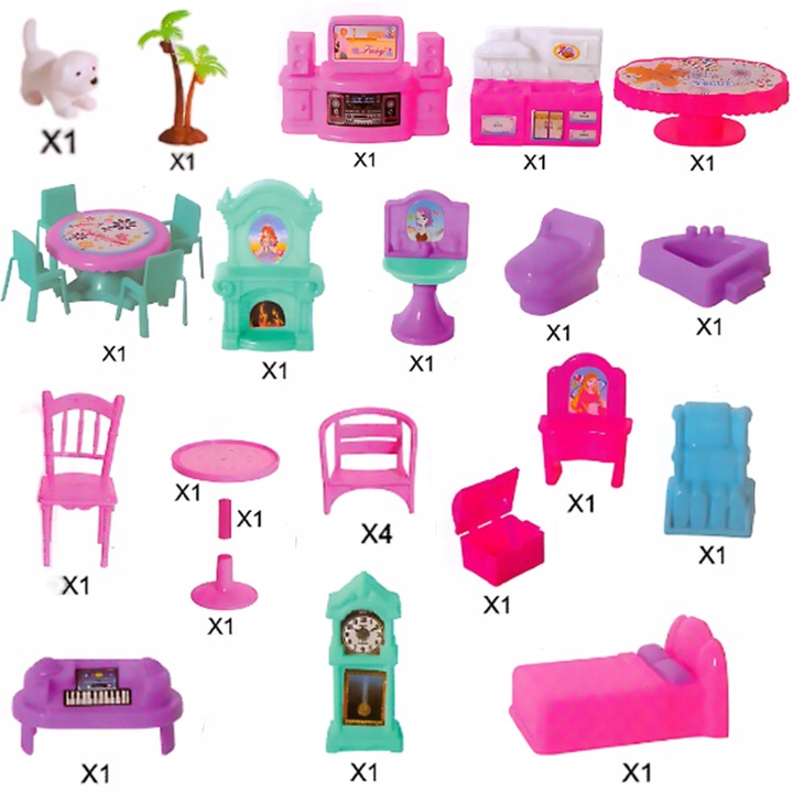 DOMEK DLA LALEK KUCYKI VILLA MEBLE FIGURKI WOOPIE