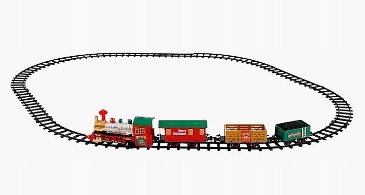 KOLEJKA ELEKTRYCZNA DELUXE ŚWIĄTECZNA Z OŚWIETLENIEM DŹWIĘKIEM POD CHOINKĘ