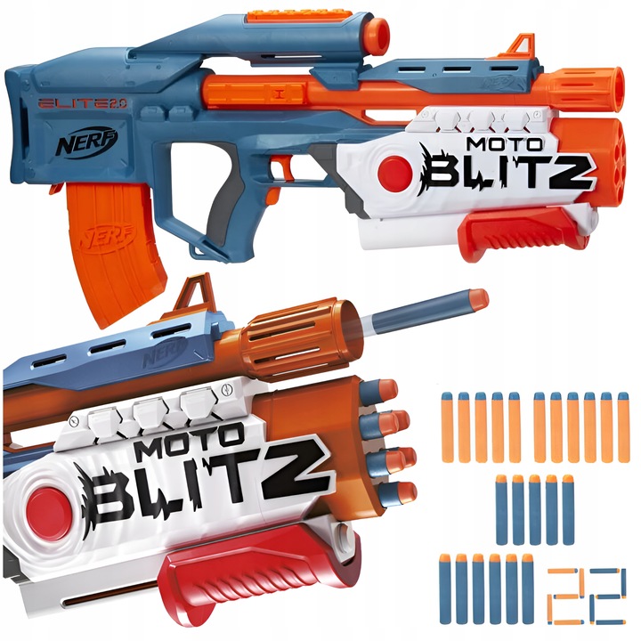 AUTOMATYCZNY PISTOLET NERF ELITE 2.0 KARABIN SHOTGUN 2W1 + 22 STRZAŁKI