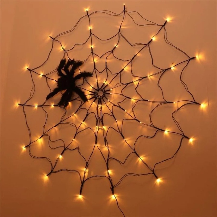 Światło LED Spider Web String Light z siatką zdalnego sterowania Halloween