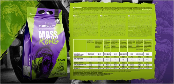 ODŻYWKA NA MASĘ GAINER GEJNER MASS KALORIE BIAŁKO PROTEIN 3000g Hiro.Lab