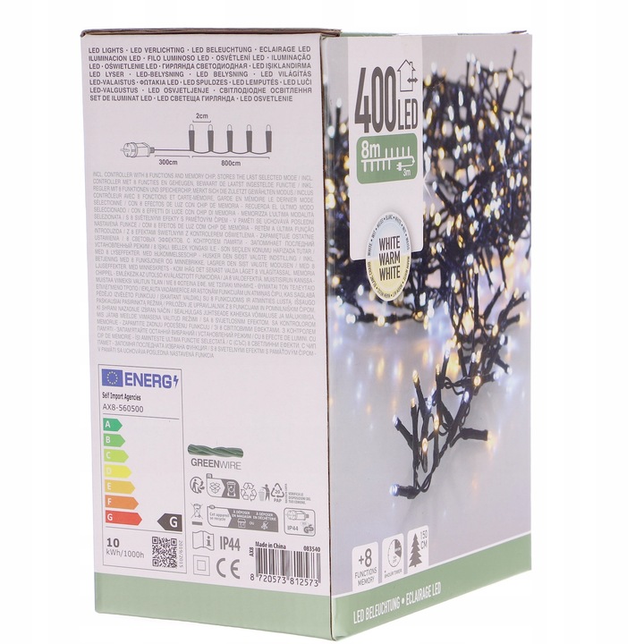 Łańcuch LAMPKI ciepłe i zimne 8 m 8 funkcji lampki na choinkę na zewnątrz