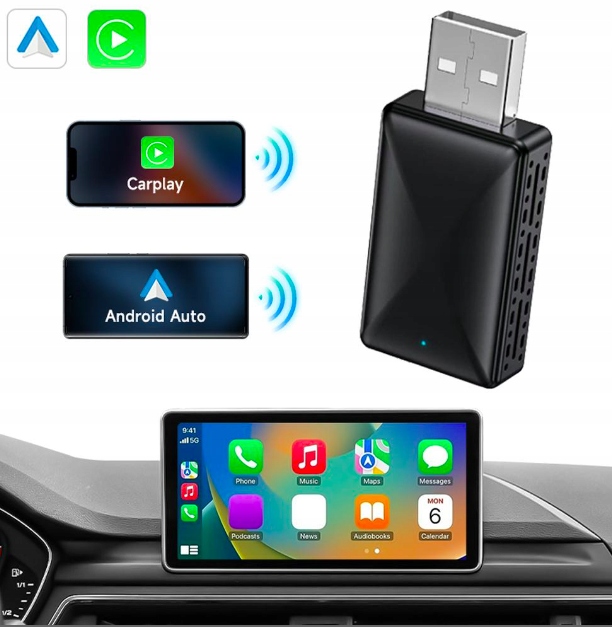 Bezprzewodowy Adapter Mini USB CarPlay do iPhone iOS ANDROID AUTO