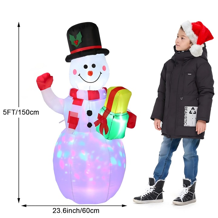 BAŁWAN nadmuchiwany ŚWIECĄCY DUŻY pompowany LED 150cm dmuchaniec