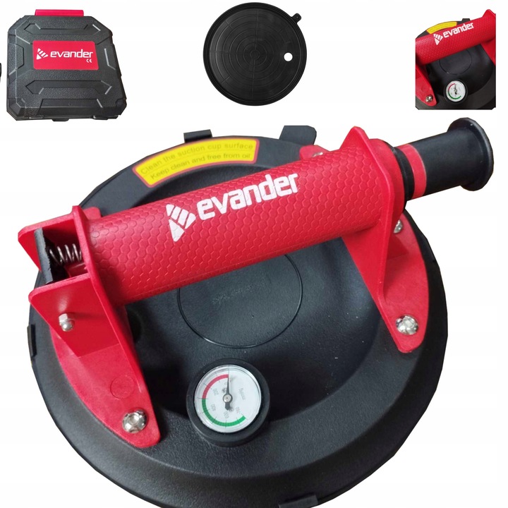 UCHWYT PRZYSSAWKA PRÓŻNIOWA DO PŁYTEK SZYB GLAZURY GRESU POMPKA MANOMETR