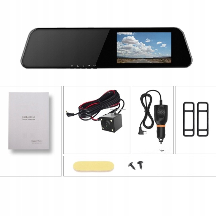 WIDEOREJESTRATOR DOTYKOWY KAMERA COFANIA LUSTERKO