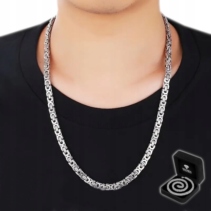 Męski ŁAŃCUSZEK SREBRNY Splot Królewski WYTRZYMAŁY Łańcuch PREZENT + GRATIS