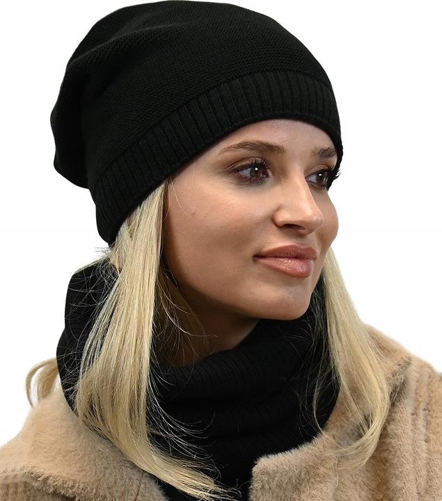 Komplet Czapka z Tubą Znakomita Jakość Czarny B1