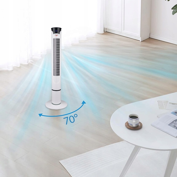 Wentylator kolumnowy wiatrak podłogowy cichy z pilotem timer termometr