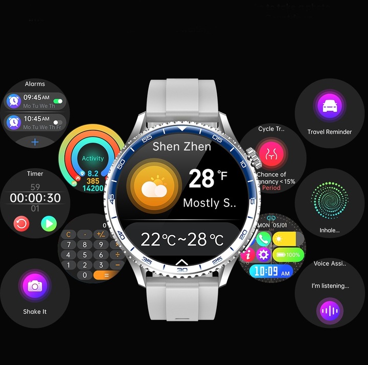 ZEGAREK SMARTWATCH EKG LATARKA AMOLED POMIAR GLUKOZY CIŚNIENIOMIERZ HRV