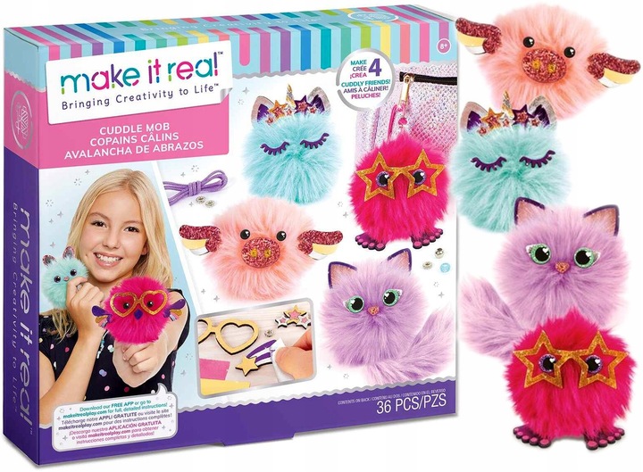 Prezent Dla Dziewczynki DO TWORZENIA BRELOCZKÓW MAKE IT REAL Puchate Kotki