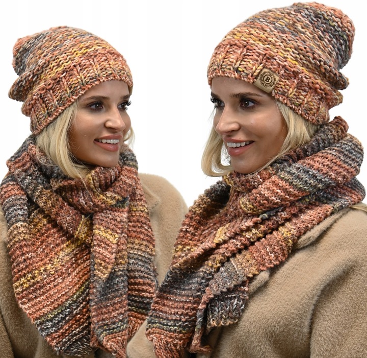 Wełniany Komplet Kobiecy na Zimę Gruby Ciepły Wz4