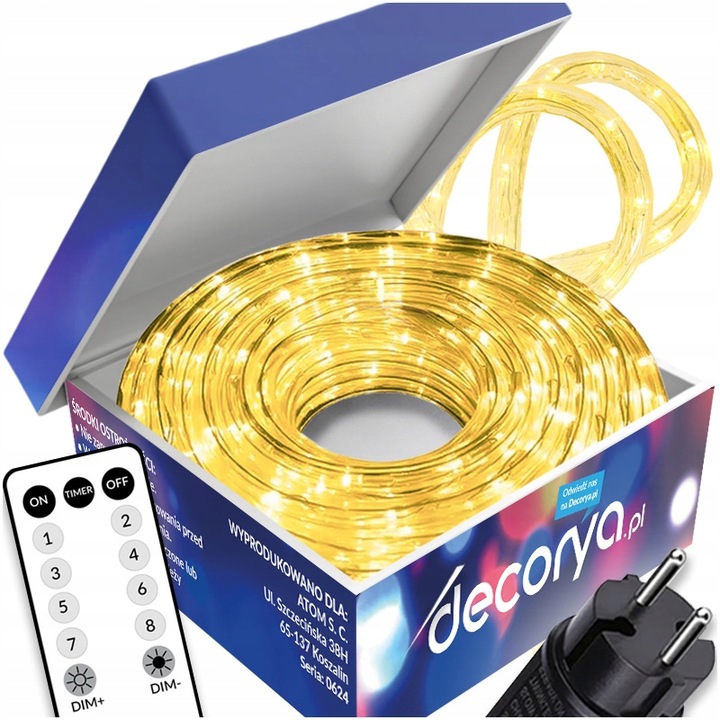 WĄŻ LED LAMPKI ZEWNĘTRZNE CHOINKOWE FLASH TRYBY TIMER CIEPŁE IP67 10m 230V