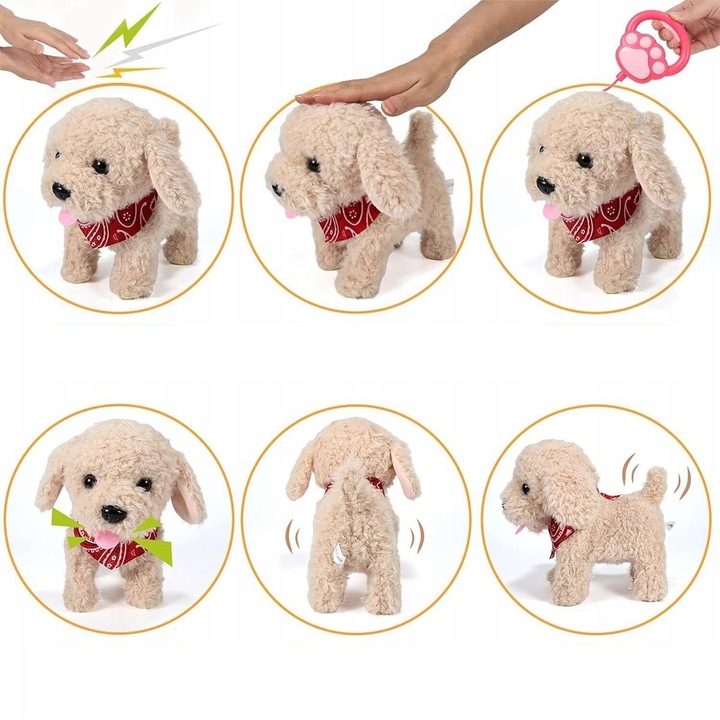 PIESEK INTERAKTYWNY NA SMYCZY ZABAWKA DLA DZIECI PIES CHODZI SZCZEKA