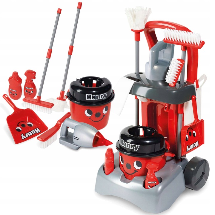 WÓZEK DO SPRZĄTANIA DUŻY ZESTAW ODKURZACZ HENRY MOP WIADRO CASDON 52 CM