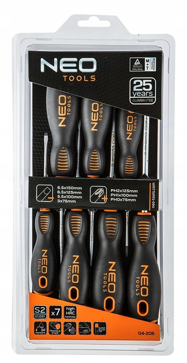 NEO KOMPLET ZESTAW WKRĘTAKÓW 7 ELEMENTÓW MAGNETYCZNE S2 BLISTER 04-206