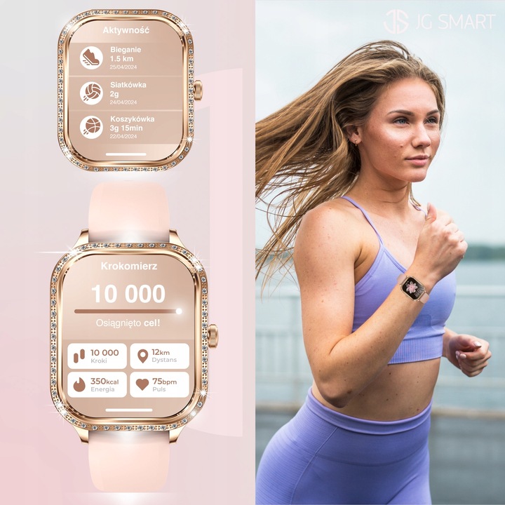 SMARTWATCH DLA KOBIETY DAMSKI ZEGAREK ROZMOWY MENU POLSKIE PULS + 3 PASKI