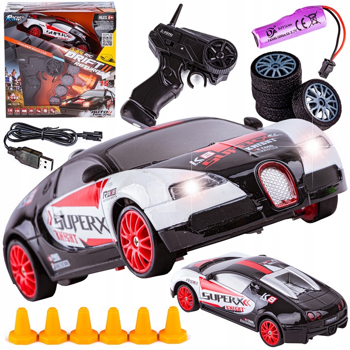 ZESTAW Samochód zdalnie STEROWANY DRIFT RC Auto na PILOTA do DRIFTU 4x4