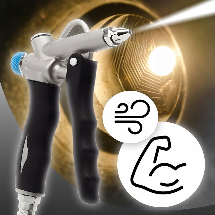 PISTOLET DO PRZEDMUCHIWANIA DYSZA VENTURIEGO REGULACJA PRZEPŁYWU POWIETRZA