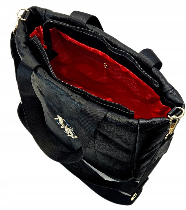 LAURA BIAGGI TORBA TOREBKA SHOPPERKA A4 NA RAMIĘ CZARNA POŁYSK