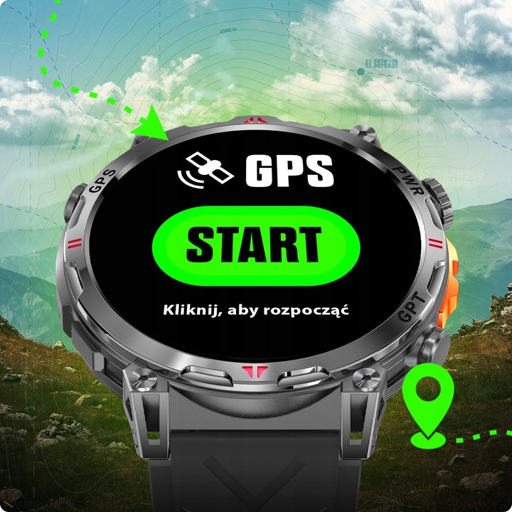 SMARTWATCH MĘSKI ZEGAREK CHAT GPT GPS ROZMOWY SPORT 650mAh 2 paski MENU POL