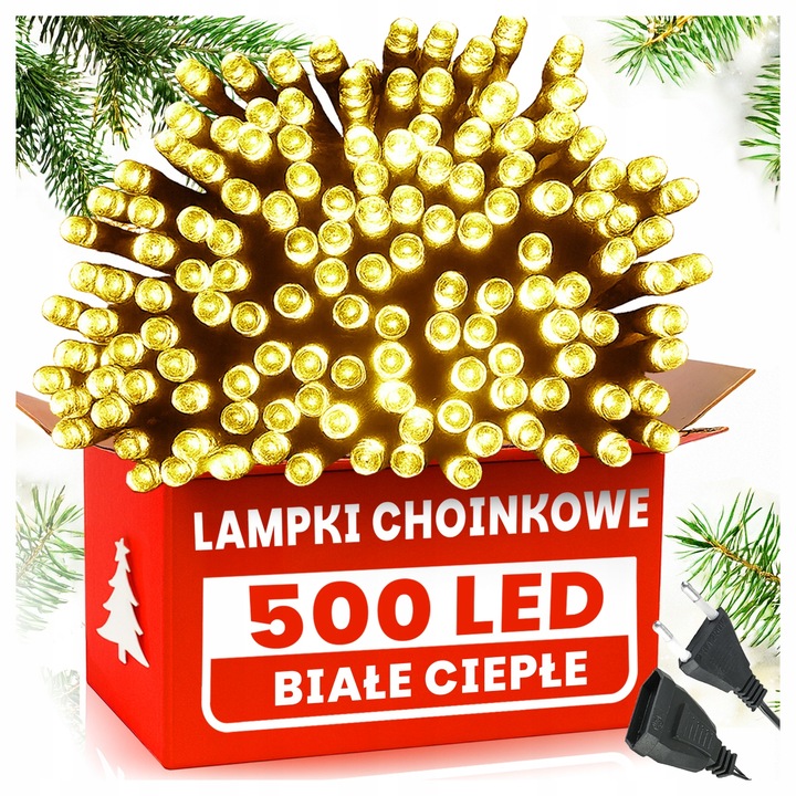 LAMPKI CHOINKOWE 500 LED BIAŁE CIEPŁE WEWNĘTRZNE ZEWNĘTRZNE ŚWIATEŁKA