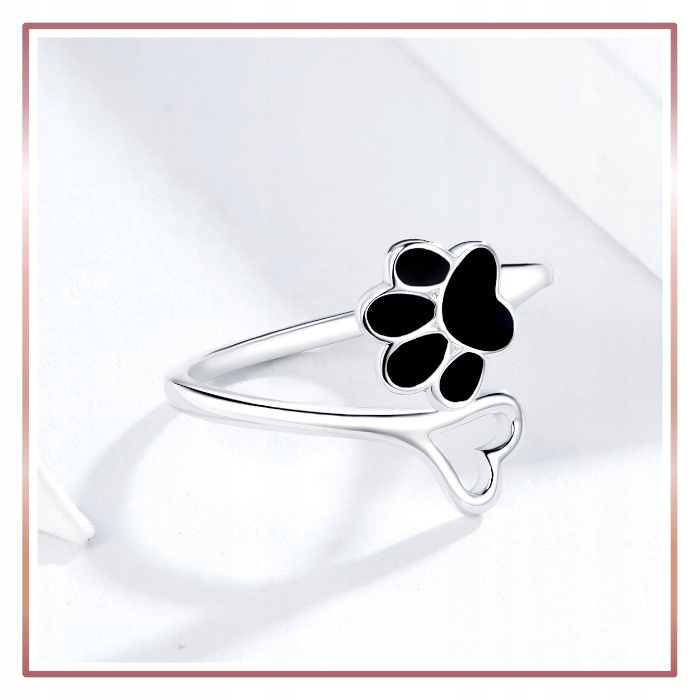 Srebrny Pierścionek Otwarty ŁAPKA PUPILA S925