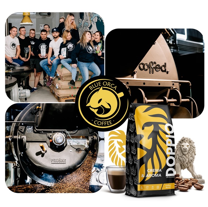 Kawa ziarnista 1kg x2 DOPPIO CREMA &AROMA- ŚWIEŻO PALONA -Blue Orca Coffee
