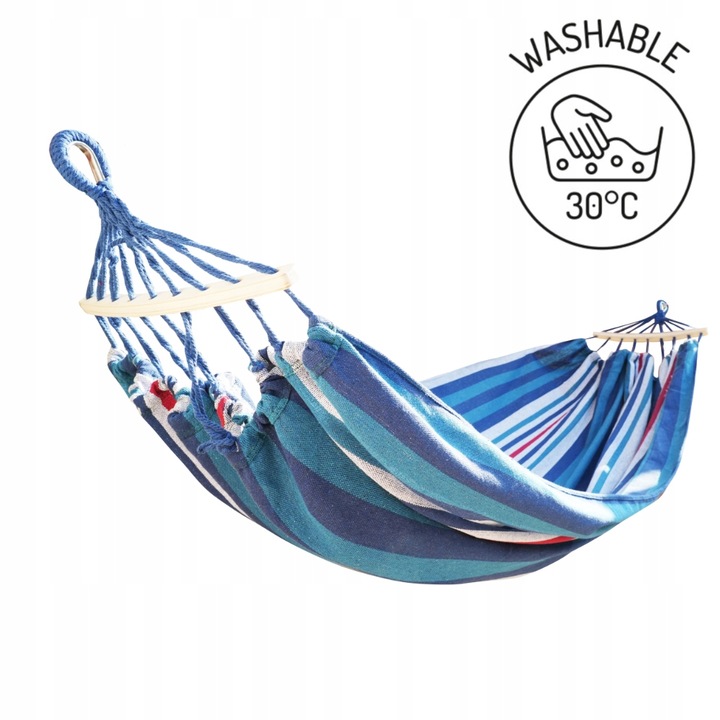 HAMAK Ogrodowy 2 Osobowy HUŚTAWKA XXL 200x150cm 2 Liny Pasy Haki Pokrowiec