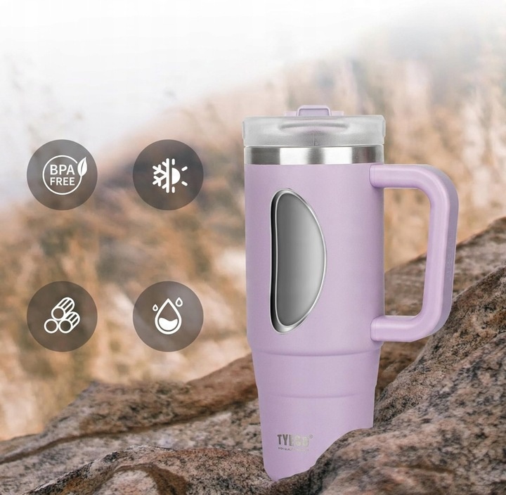 Kubek termiczny bidon na wode ze słomką teleskopową, termos do auta, 1200ml