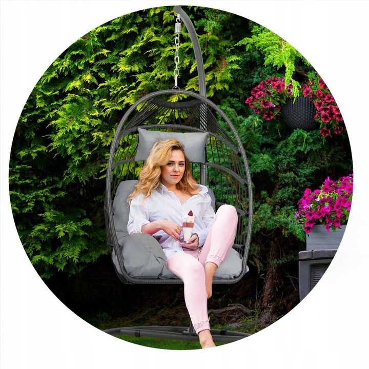 Sofotel Fotel ogrodowy wiszący Luisiana szary + szare poduszki Sofotel