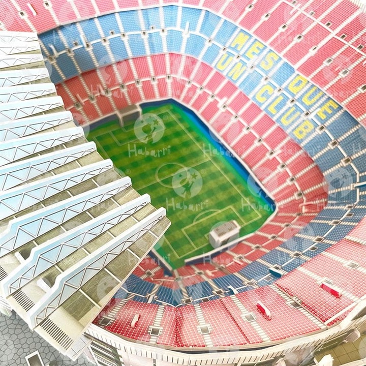 Stadion piłkarski CAMP NOU FC Barcelona Puzzle 3D 69 el + GRATIS FIGURKA