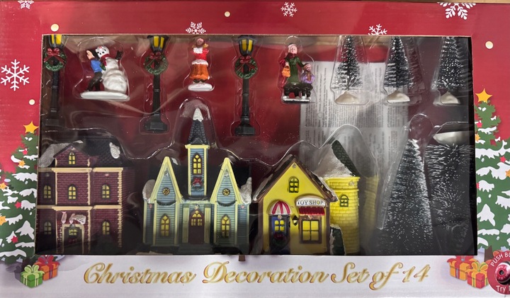 WIOSKA ŚWIĄTECZNA Z OŚWIETLENIEM MAGIC LED 14 ELEMENTÓW DOMKI ULICA SKLEPY