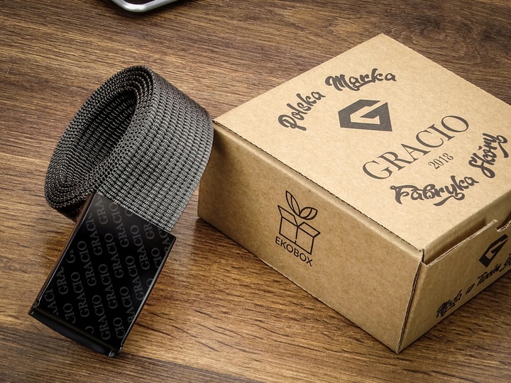 Gracio Pasek Męski Klamra ZACISK do SPODNI Szary155cm