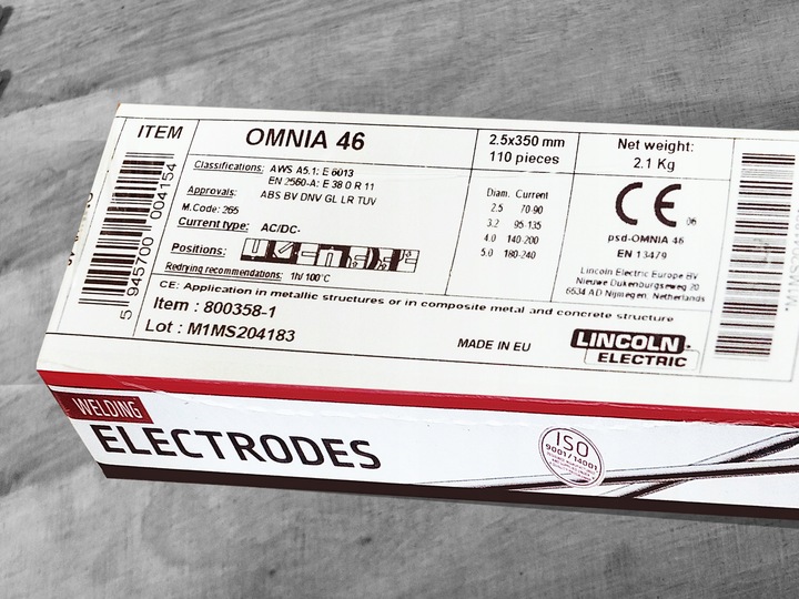 Elektrody Rutylowe Lincoln Omnia 46 Ø2,5; 2,1kg