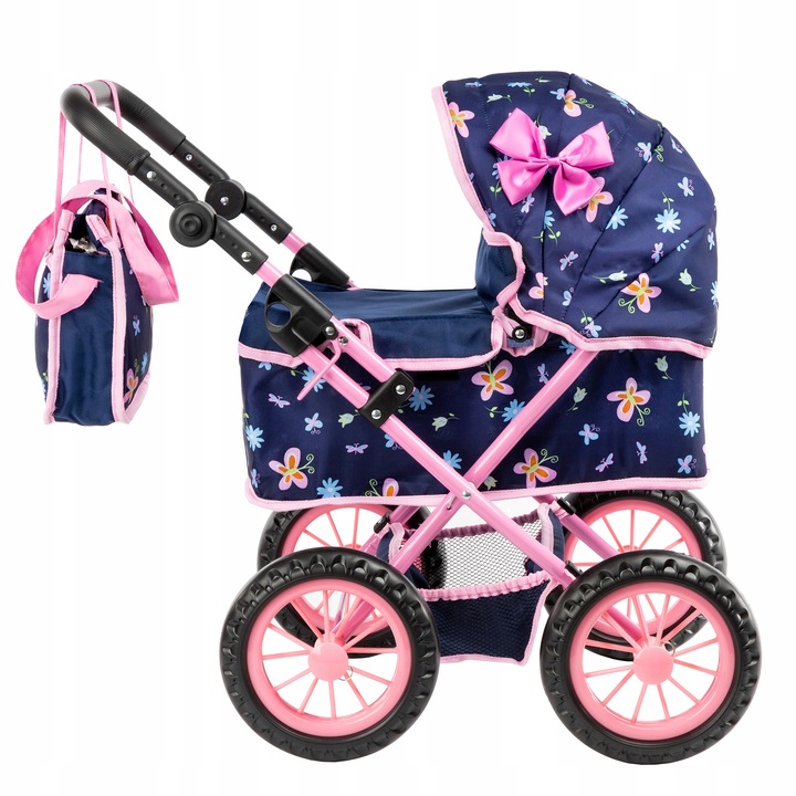KINDERPLAY WÓZEK DLA LALEK GŁĘBOKI GONDOLA SKŁADANY TORBA + LALKA BOBAS