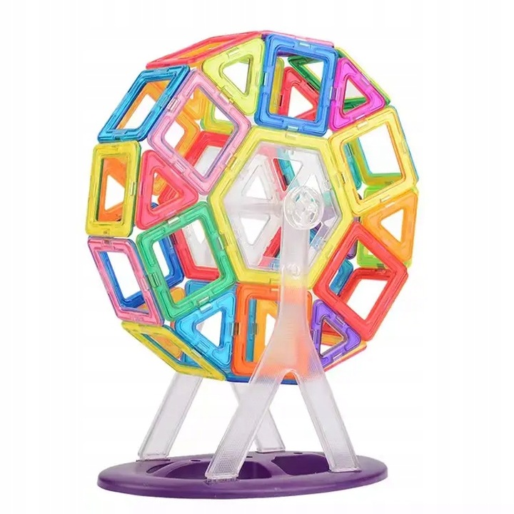 KLOCKI MAGNETYCZNE KONSTRUKCYJNE 3D ZESTAW 128 ELEMENTÓW DLA DZIECKA