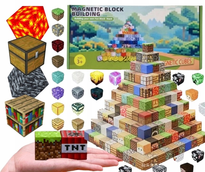 KLOCKI MAGNETYCZNE SZEŚCIANY 100 KLOCKÓW +2 FIGURKA MOCNE